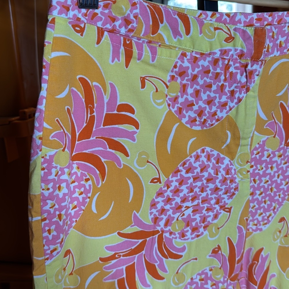 Vintage Lilly Pulitzer Tropical Fruit Print Capri Pants Size 8 Pink Yellow Rare - Picture 5 of 11